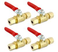QWORK Valvola di compressione in ottone senza piombo, 1/4", confezione da 4 pezzi, campo di chiusura a 180 gradi, resistente alla corrosione e duttile ad alte temperature