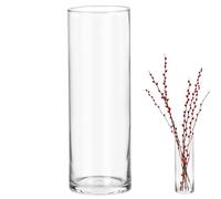 QWORK® Vaso di Vetro Moderno 30x10 cm - Vaso Rotondo Trasparente per Decorazioni Soggiorno