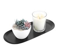 QWORK® Vassoio Decorativo, 30x12cm Vassoio per Candele in Acciaio Inossidabile Nero, Vassoio da Servizio, per Gioielli, Candele
