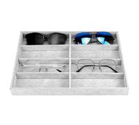 QWORK® Vassoio per gioielli organizer per occhiali, espositore in velluto a 8 griglie, impilabile e versatile per occhiali, orologi e gioielli