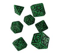 Set Di Dadi Verde E Nero Della Giungla Foresta Giochi Di Ruolo Q-Workshop NUOVO