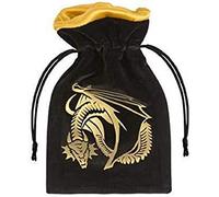 Qworkshop Sacchettino per Dadi in Velour, con Drago, Color Oro e Nero
