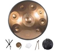 QWPDWA Tamburo a mano da 440 Hz 9/10/12 note tamburi handpan per adulti e bambini, 22 pollici in acciaio tamburo lingua per educazione musicale yoga meditazione regali zen oro 12 note