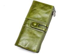 QWPYDXN Nuovo Portafoglio con cerniera lunga Portamonete in vera pelle Pochette da uomo Slot per carte Tasca porta cellulare Unisex Verde Portamonete