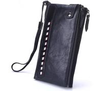 QWPYDXN Nuovo Portafoglio da uomo Portafoglio lungo Porta carte di credito Tasca in pelle con cerniera Porta carte multi portamonete Portamonete nero classico Portamonete