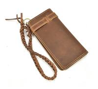 QWPYDXN Nuovo Portafoglio vintage di grande capacità in vera pelle di cavallo Bifold Borsa con manico tascabile in pelle Porta carte multi portamonete Portamonete