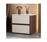QWPYDXN Tavolino da divano comodino di lusso comodino moderno in legno con 2 cassetti tavolino in pelle semplice armadietto in marmo tavolino