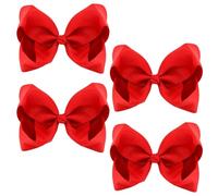 Qwrqwr 4 fiocchi rossi per capelli per donne e bambini, soffici fermagli con fiocco a becco d'anatra con nastro in poliestere 3D, per coda di cavallo, per uso quotidiano, compleanno, Natale