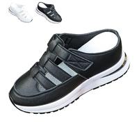 QWSYGH Womens Orthopedic Wedge Slippers, Comfortable Hollow Out Breathable Closed Toe Slip on Wedge Block Heels Slipper (Black,36)