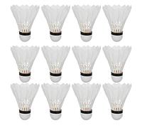QWUUYEC 12pcs Shuttlecocks da Badminton, Piume, Bianco, Accessori Sportivi Interni ed Esterni - Alta Durabilità, Realizzati con Fibra e Piume di Anatra, Ideali per Gioco Professionale e