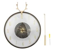 QWUUYEC Orologio da Parete Rotondo con Pendolo, Cornamusa in Ottone, Quadrante in Metallo, Protezione Vetri Antinebbia - Design Elegante, Antiruggine, per Ufficio e Camera da