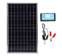 QWUUYEC Pannello Solare 100W con Cornice in Alluminio, Kit Regolatore di Carica 12V 10-50A, Protezione IP67 - Alta Efficienza 23%, Display Chiaro, Ideale per, Barche e Auto