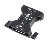 QWUUYEC Piastra Base per Fotocamera con Morsetto per Asticella da 15mm, Base in Alluminio per Supporto Rig DSLR Nero - Montaggio Sicuro, Compatibile con Rig 3/8 Plate A6000 Cage