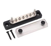 QWUUYEC Power Distribution Block Busbar 5 Post 2 M5 Terminal 48VDC 100A, Modulatore di Distribuzione Corrente - Copertura Trasparente in PC, Terminale in Lega di Zinco, per Auto e Barca