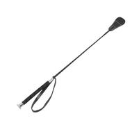 QWUUYEC Riding Whip 68cm con Impugnatura Antiscivolo e Cinturino da Polso in Gomma - Fusto in Fibra PC, Punta in Pelle, Design Elegante per Controllo Efficace in Equitazione (Nera)