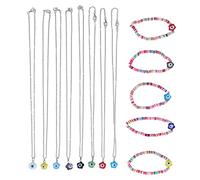 QWUUYEC Set Gioielli Occhio 13 Pezzi, Collane e Braccialetti in Metallo e Gomma Colorata - Design Unico e Resistente, Adatto per Vita Quotidiana e Feste