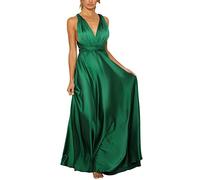 QWUVEDS Abito corto da ballo, da donna, lungo, elegante, con allacciatura al collo, con schiena scoperta, in raso, spaghetti, per feste, matrimoni, serate, taglie grandi, 52