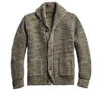 QWUVEDS Moda da uomo per il tempo libero,in lana solida,a maglia,versatile,colletto alto,a maniche lunghe,stile lungo,cardigan da trekking,da uomo,a collo alto,da uomo,con bottoni,maglione da