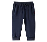 QWUVEDS Pantaloni Capri 3/4 pantaloni da jogging da uomo, pantaloni caprici, allenamento, palestra, sotto il ginocchio, pantaloncini con tasche con cerniera, pantaloni da jogging grigi, Blu, L