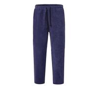 QWUVEDS pantaloni in velluto a coste da uomo, casual, elastico in vita, taglio dritto, pantaloni 3 4 pantaloni uomo, Blu, XL