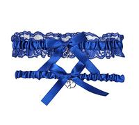 QWUVEDS Set da sposa, pizzo, giarrettiera, giarrettiera, matrimonio, accessorio donna scalda le dita dei piedi, Blu, Taglia unica