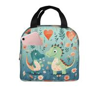 QWVBN Adorabile borsa per il pranzo a forma di dinosauro, con manico, mantiene il calore e la freschezza, ideale per pendolari e picnic.