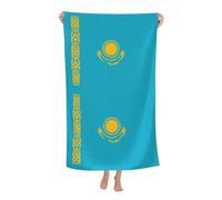 QWVBN Bandiera del Kazakistan Asciugamano da bagno in fibra ultra fine assorbente, morbido, adatto per bagno, nuoto, yoga, spiaggia, ecc.