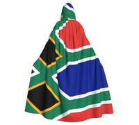 Qwvbn Bandiera del Sud Africa con cappuccio Halloween Gioco di ruolo Costume Accappatoio Mantello Mantello Leggero Drappeggiato Giacca