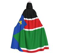 Qwvbn Bandiera del Sud Sudan con cappuccio Halloween gioco di ruolo costume accappatoio mantello mantello leggero drappeggiato giacca