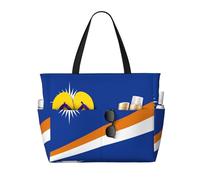 QWVBN Bandiera delle Isole Marshall Beach borsa da viaggio, leggera e riutilizzabile, adatta per viaggi in famiglia, palestra e avventure all'aria aperta.