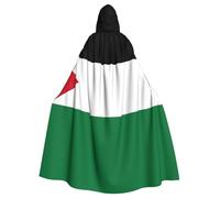 Qwvbn Bandiera dello Stato della Palestina con cappuccio Halloween Gioco di ruolo Costume Veste Mantello Mantello Leggero Drappeggiato Giacca
