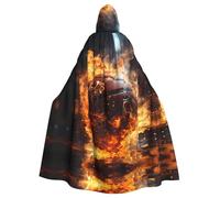 Qwvbn Basket on Fire e Water Flame Splashing Cappuccio Halloween Gioco di Ruolo Costume Vestaglia Mantello Mantello Leggero Drappeggiato Mantello Giacca