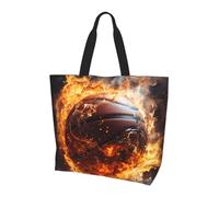 Qwvbn Basket on Fire e Water Flame Splashing Prints Borsa della spesa monospalla da donna Spaziosa design elegante perfetto per i pendolari quotidiani e lo shopping.
