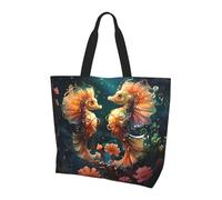 Qwvbn Bella coppia di cavallucci marini stampa borsa da donna monospalla spaziosa ed elegante design perfetto per i pendolari quotidiani e lo shopping.