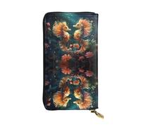 Qwvbn Bella coppia di cavallucci marini stampa portafoglio pochette lunga in pelle per riporre assegni contanti e telefoni cellulari adatto sia per uomini che per donne.