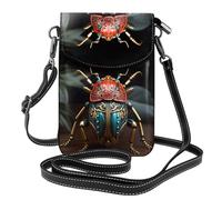 Qwvbn Borsa a tracolla colorata in pelle di scarabeo, morbida e impermeabile, può essere utilizzata come portafoglio, con tracolla staccabile.
