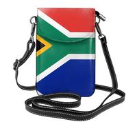 Qwvbn Borsa a tracolla in pelle con bandiera del Sud Africa, morbida e impermeabile, può essere utilizzata come portafoglio, con tracolla staccabile.