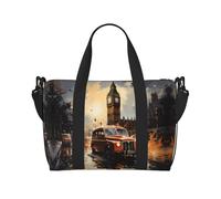 Qwvbn Borsa da viaggio a tracolla con stampa taxi a colori Londra, comoda, leggera e impermeabile, adatta per viaggi e uso quotidiano.