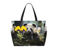QWVBN Borsa da viaggio da spiaggia con cuccioli di panda nella foresta, leggera e riutilizzabile, adatta per viaggi in famiglia, palestra e avventure all'aria aperta.