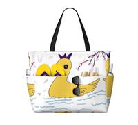QWVBN Borsa da viaggio da spiaggia con piccola anatra gialla, leggera e riutilizzabile, adatta per viaggi in famiglia, palestra e avventure all'aria aperta.