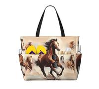 QWVBN Borsa da viaggio Prancing Brown Horse Beach, leggera e riutilizzabile, adatta per viaggi in famiglia, palestra e avventure all'aria aperta.