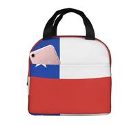 QWVBN Borsa per il pranzo con bandiera del Cile in alluminio ispessito con manico, mantiene il calore e la freschezza, ideale per pendolari e picnic.