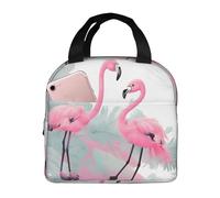 QWVBN Borsa per il pranzo con fenicottero rosa in alluminio ispessito con manico, mantiene il calore e la freschezza, ideale per pendolari e picnic.