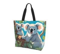 Qwvbn Borsa per la spesa a spalla singola da donna con stampa di due koala felici, design elegante e spazioso, perfetta per i pendolari quotidiani e lo shopping.
