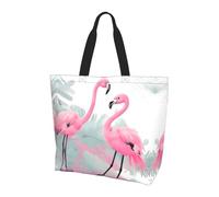 Qwvbn Borsa per la spesa a spalla singola da donna con stampa fenicottero rosa, design elegante e spazioso, perfetta per i pendolari quotidiani e lo shopping.