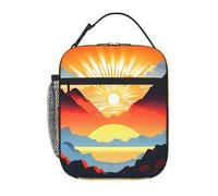 Qwvbn Bright Sunrise Prints, borsa portatile per il pranzo, leggera e isolata, adatta sia per uomini che per donne, ideale per picnic e viaggi