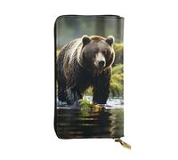 Qwvbn Brown Bear Pounce Prints, portafoglio lungo in pelle per conservare assegni di contanti e telefoni cellulari, adatto sia per uomini che per donne.