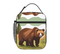 Qwvbn Brown Bear Walking Prints, borsa per il pranzo portatile leggera e isolata, adatta sia per uomini che per donne, ideale per picnic e viaggi