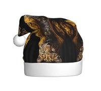 Qwvbn Cappello di Babbo Natale in peluche per adulti, leopardo in giacca di pelle, stampe morbide e confortevoli, per Natale, Capodanno, bomboniere per uomini e donne