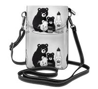 Qwvbn Carino bottiglia di latte orso Borsa a tracolla in pelle con patta per telefono, morbida e impermeabile, può essere utilizzata come portafoglio, con tracolla staccabile.